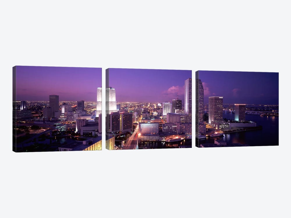 High Angle View Of A City, Miami, Florida, USA by Panoramic Images 3-piece Canvas Print