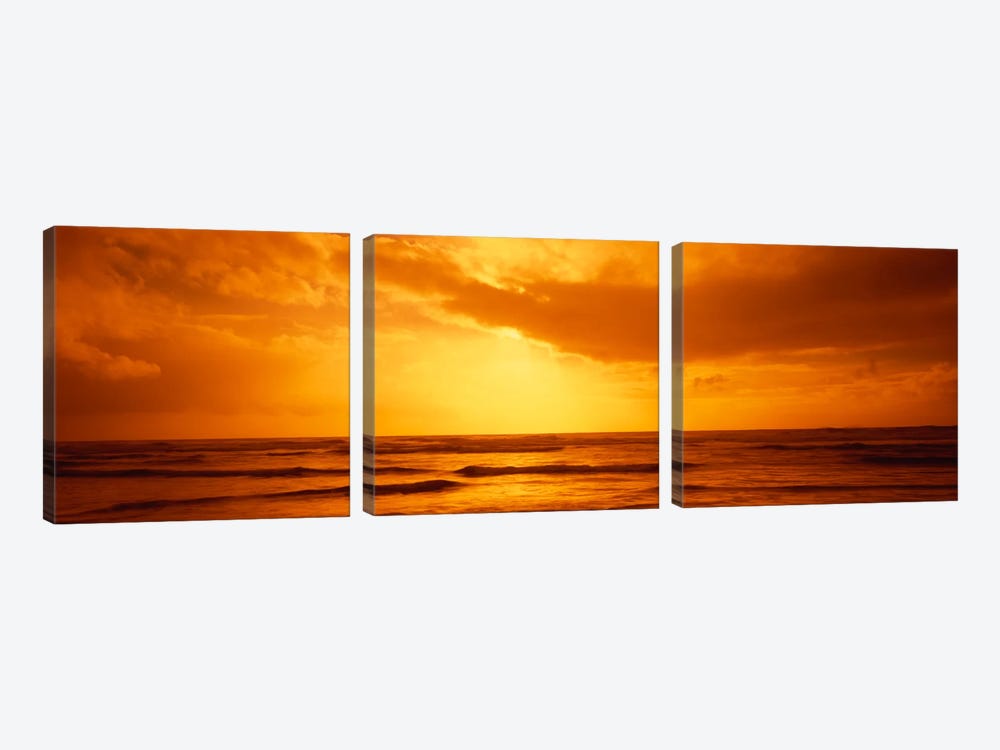 Golden Sunset Over The Pacific Ocean by Panoramic Images 3-piece Canvas Artwork