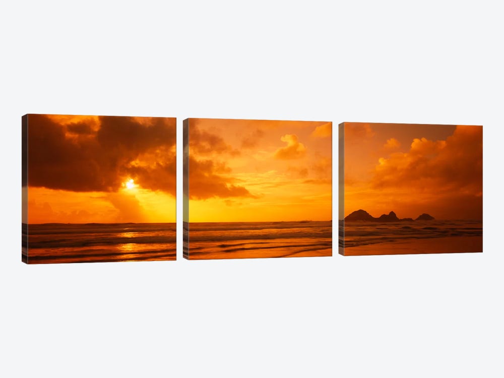 Silhouette of rock formations in water, Northern California, California, USA by Panoramic Images 3-piece Canvas Print