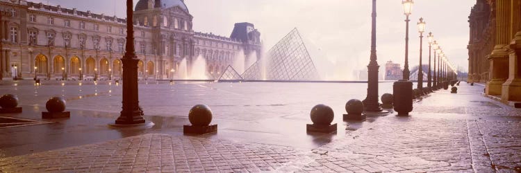 Misty View Of Pyramide du Louvre, Musee du Louvre, Paris, Ile-de-France, France