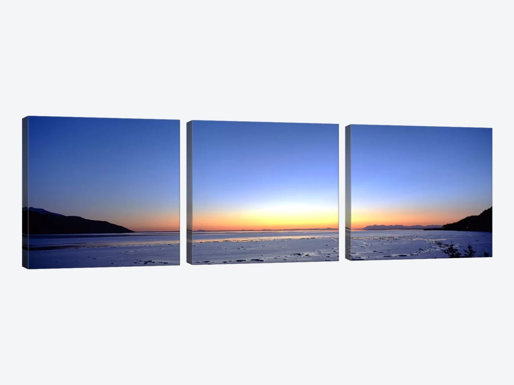 Sunset over the sea, Turnagain Arm, Cook Inlet, near Anchorage, Alaska, USA by Panoramic Images 3-piece Canvas Print