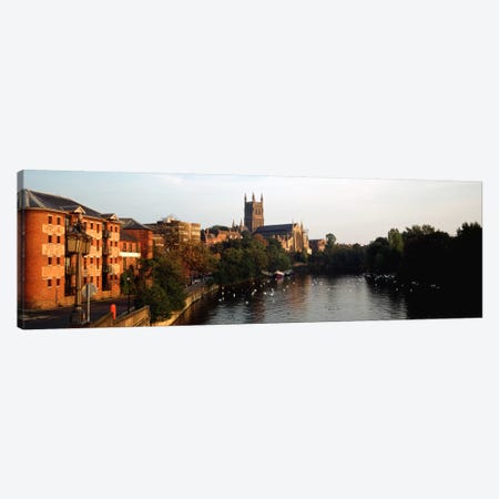 Church Along A RiverWorcester Cathedral, Worcester, England, United Kingdom Canvas Print #PIM202} by Panoramic Images Canvas Art