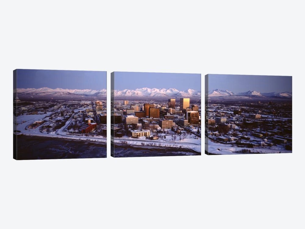 Anchorage at the base of Chugach Mtns AK USA by Panoramic Images 3-piece Canvas Wall Art