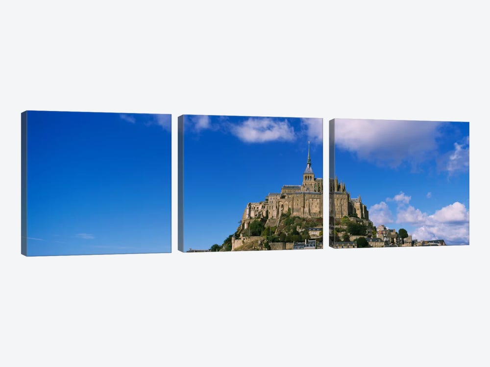 Road leading towards a church, Le Mont Saint Michel, Normandy, France by Panoramic Images 3-piece Canvas Print