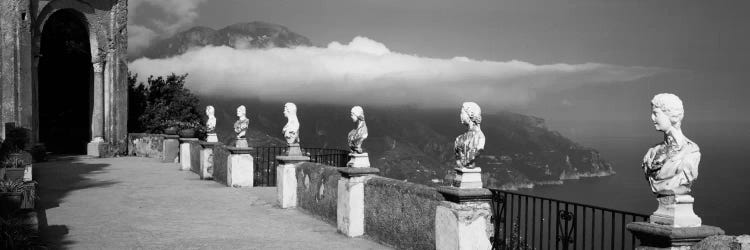 Marble busts along a walkway, Ravello, Amalfi Coast, Salerno, Campania, Italy