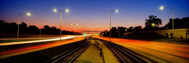 Traffic Moving In The City, Mass Transit Tracks, Kennedy Expressway, Chicago, Illinois, USA