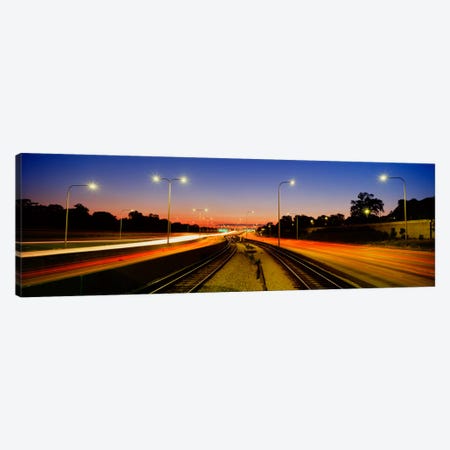 Traffic Moving In The City, Mass Transit Tracks, Kennedy Expressway, Chicago, Illinois, USA Canvas Print #PIM2035} by Panoramic Images Canvas Art Print