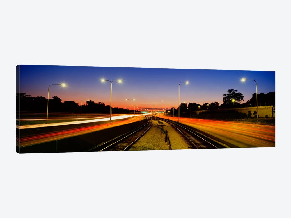 Traffic Moving In The City, Mass Transit Tracks, Kennedy Expressway, Chicago, Illinois, USA by Panoramic Images 1-piece Canvas Wall Art