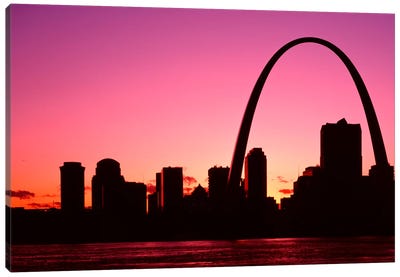 USA, Missouri, St Louis, Sunset Canvas Art Print - Famous Monuments & Sculptures
