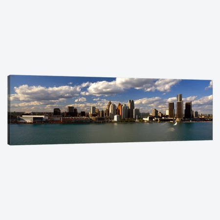Buildings at the waterfront, Detroit River, Detroit, Wayne County, Michigan, USA Canvas Print #PIM2041} by Panoramic Images Canvas Print