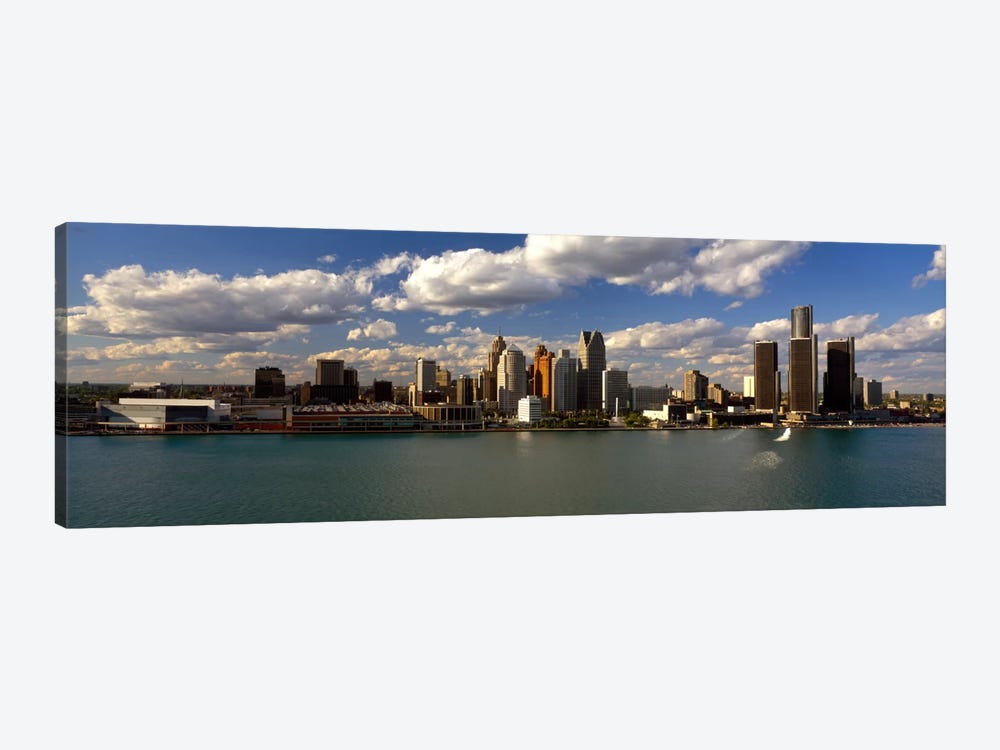 Buildings at the waterfront, Detroit River, Detroit, Wayne County, Michigan, USA by Panoramic Images 1-piece Canvas Print