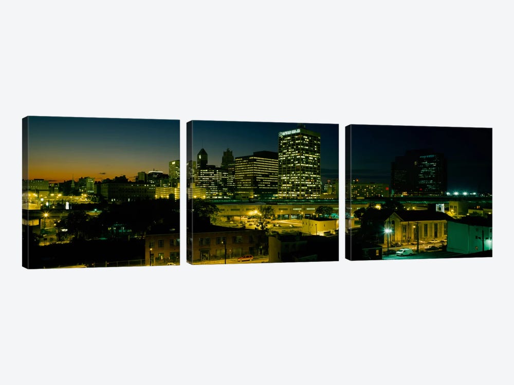 City lit up at nightNewark, New Jersey, USA by Panoramic Images 3-piece Canvas Artwork