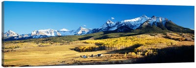 Aerial View Of Last Dollar Ranch With Sneffels Range In The Background, Colorado, USA Canvas Art Print - Colorado Art