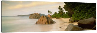 Rocks On The Beach, La Digue, Seychelles Canvas Art Print - Seychelles