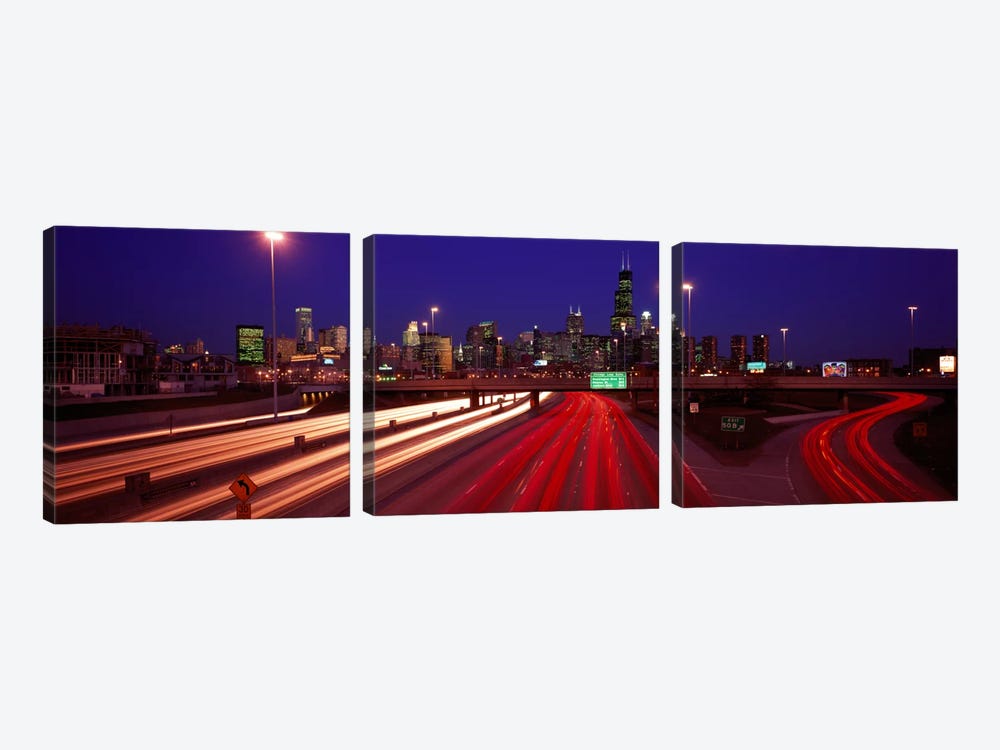 Kennedy Expressway Chicago IL USA by Panoramic Images 3-piece Canvas Art Print