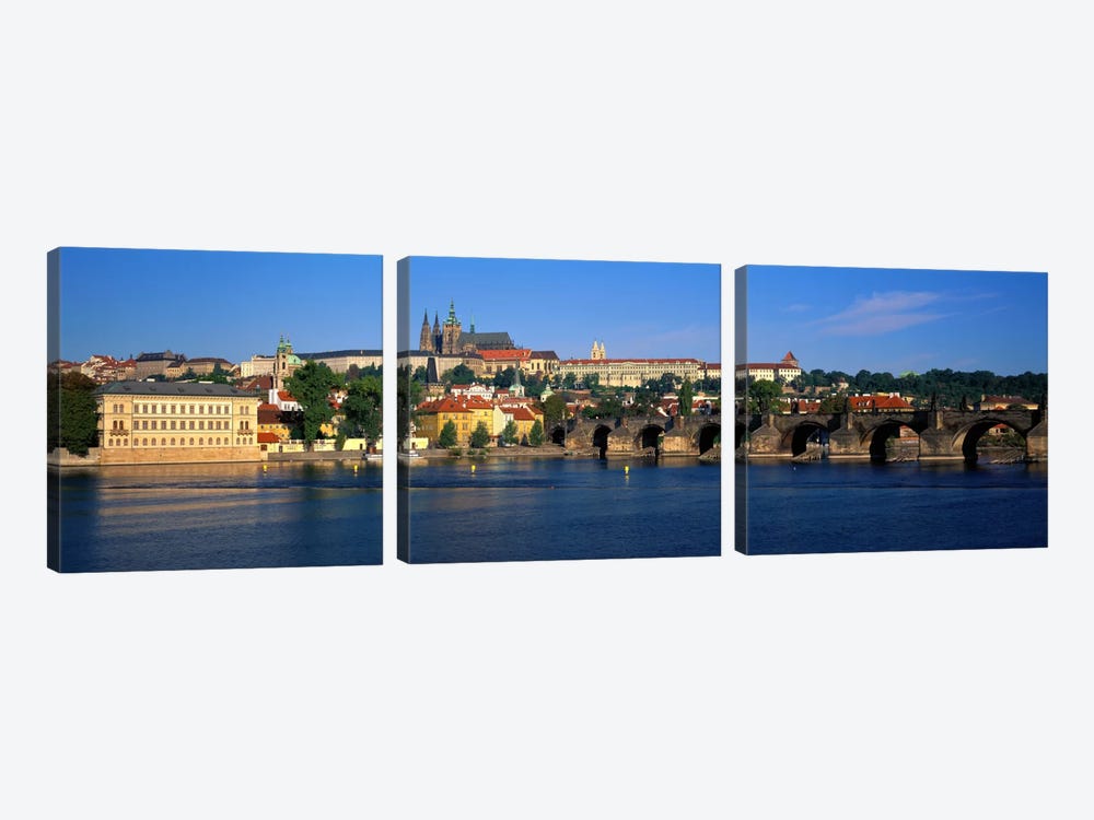 Vitava River Charles Bridge Prague Czech Republic by Panoramic Images 3-piece Canvas Print
