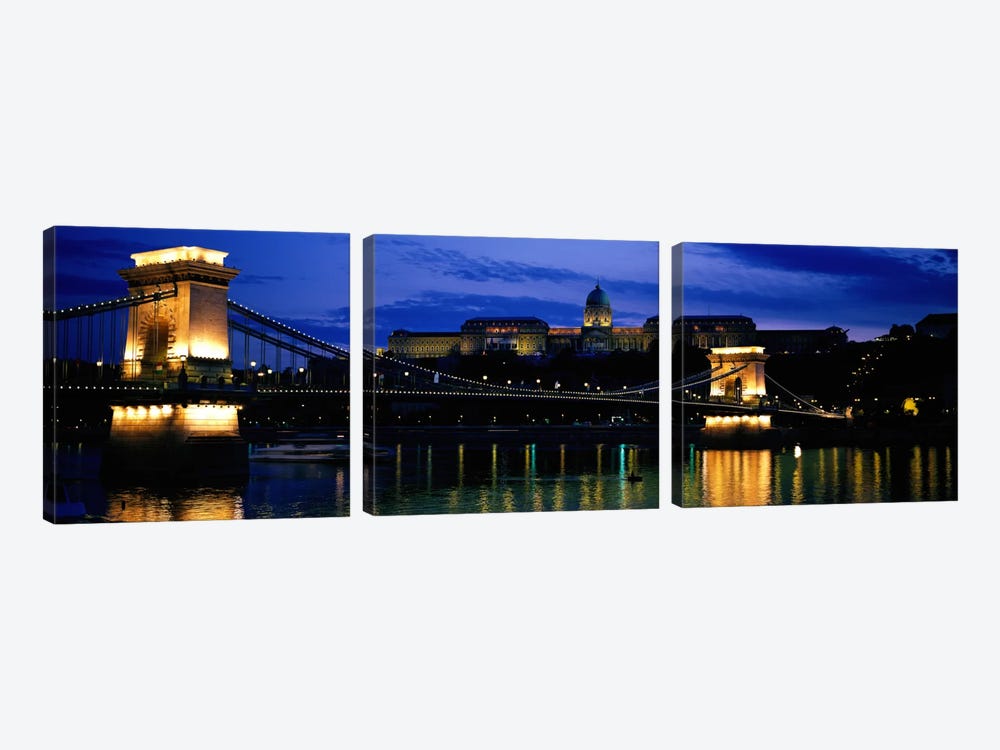 Szechenyi Bridge Royal Palace Budapest Hungary by Panoramic Images 3-piece Canvas Art Print
