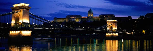Blue: Szechenyi Bridge Royal Palace Budapest Hungary by Panoramic Images