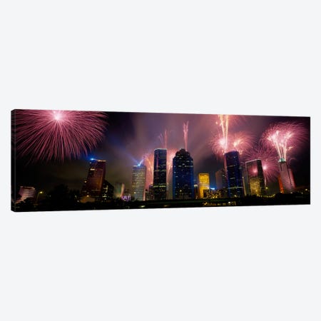 Fireworks Over Buildings In A City, Houston, Texas, USA Canvas Print #PIM2076} by Panoramic Images Canvas Print