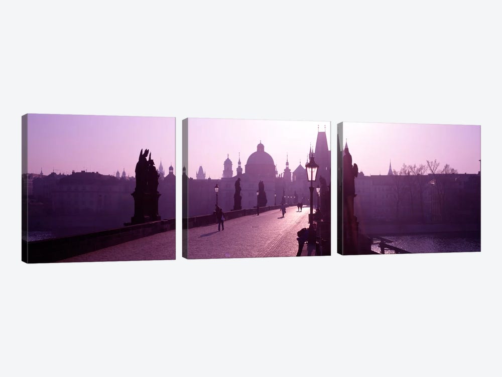 Charles Bridge Moldau River Prague Czech Republic by Panoramic Images 3-piece Canvas Artwork