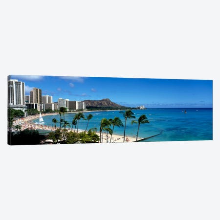 Buildings On The Beach, Waikiki Beach, Honolulu, Oahu, Hawaii, USA Canvas Print #PIM207} by Panoramic Images Art Print