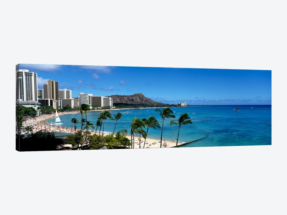 Buildings On The Beach, Waikiki Beach, Honolulu, Oahu, Hawaii, USA by Panoramic Images 1-piece Canvas Artwork
