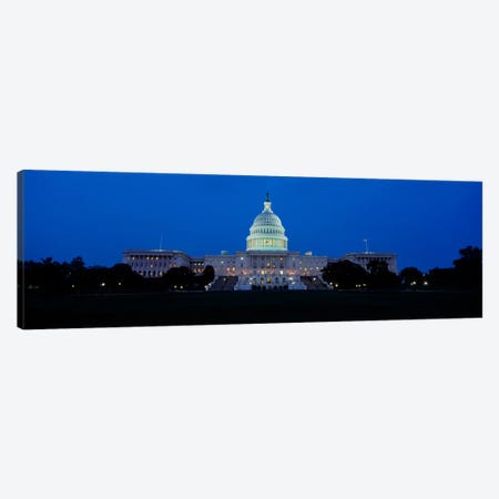 Government building lit up at dusk, Capitol Building, Washington DC, USA Canvas Print #PIM2083} by Panoramic Images Canvas Art Print