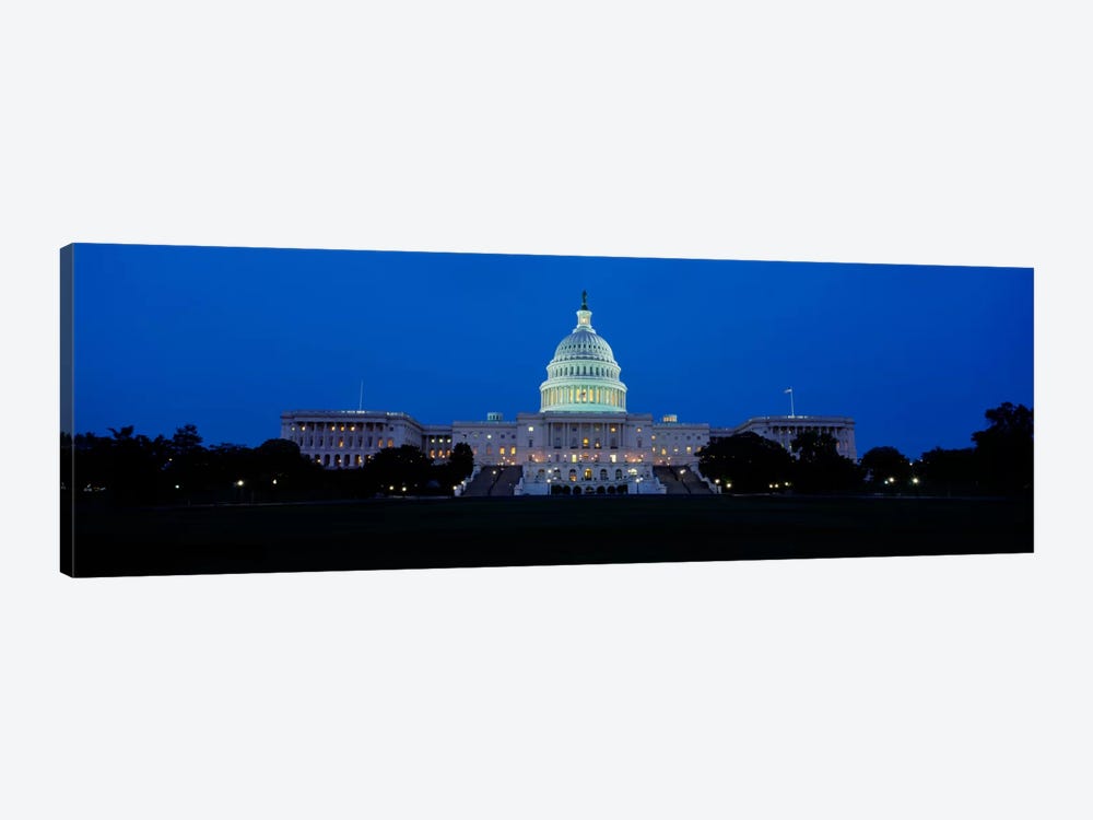 Government building lit up at dusk, Capitol Building, Washington DC, USA by Panoramic Images 1-piece Canvas Print