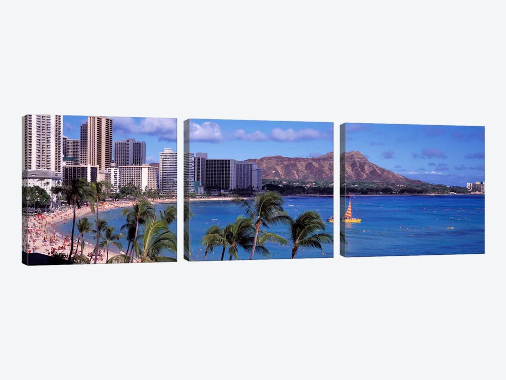Waikiki Beach, Honolulu, Hawaii, USA by Panoramic Images 3-piece Canvas Art Print