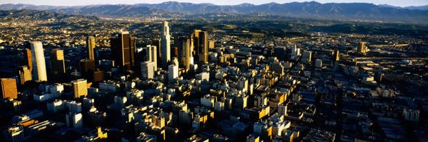 Los Angeles Skylines: Aerial view of a city, City Of Los Angeles, California, USA by Panoramic Images