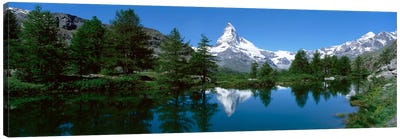 Matterhorn's Reflection, Riffelsee, Zermatt, Valais, Switzerland Canvas Art Print - Snowy Mountain Art