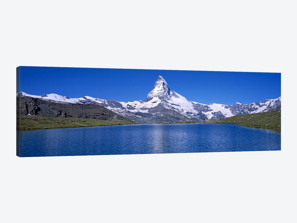 A Snow Covered Matterhorn With Reffelsee In The Foreground, Valais, Switzerland by Panoramic Images 1-piece Canvas Print