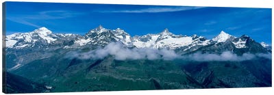Aerial View, Swiss Alps, Switzerland Canvas Art Print - Snowy Mountain Art