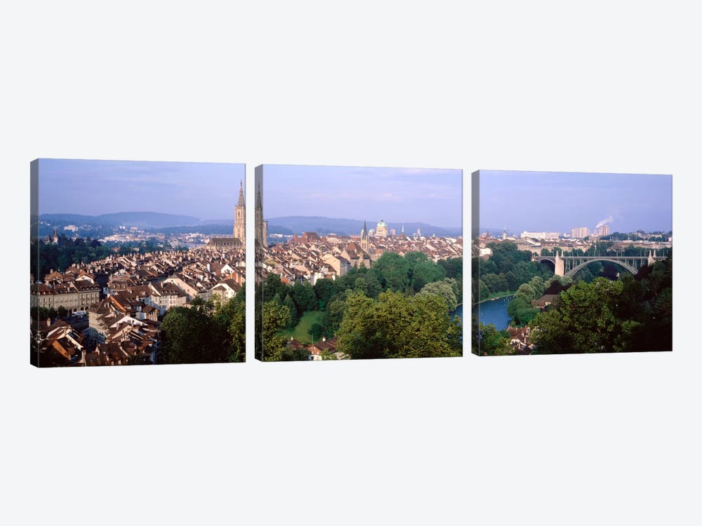 Aerial View Of Innere Stadt, Bern, Switzerland by Panoramic Images 3-piece Canvas Print