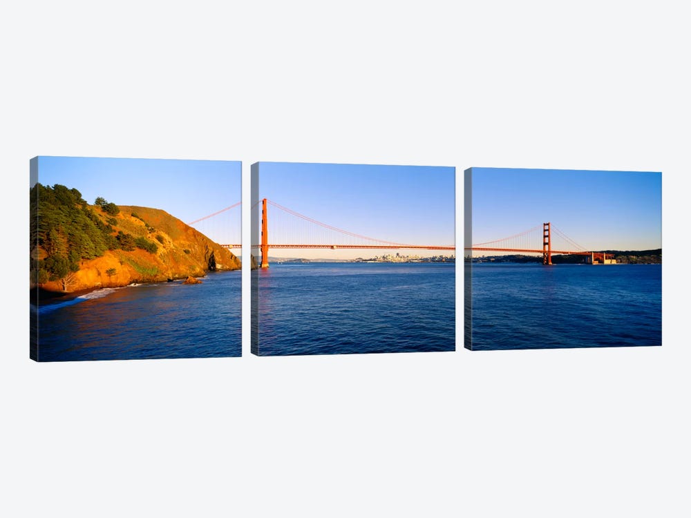 Suspension bridge across the sea, Golden Gate Bridge, San Francisco, California, USA #2 by Panoramic Images 3-piece Canvas Art