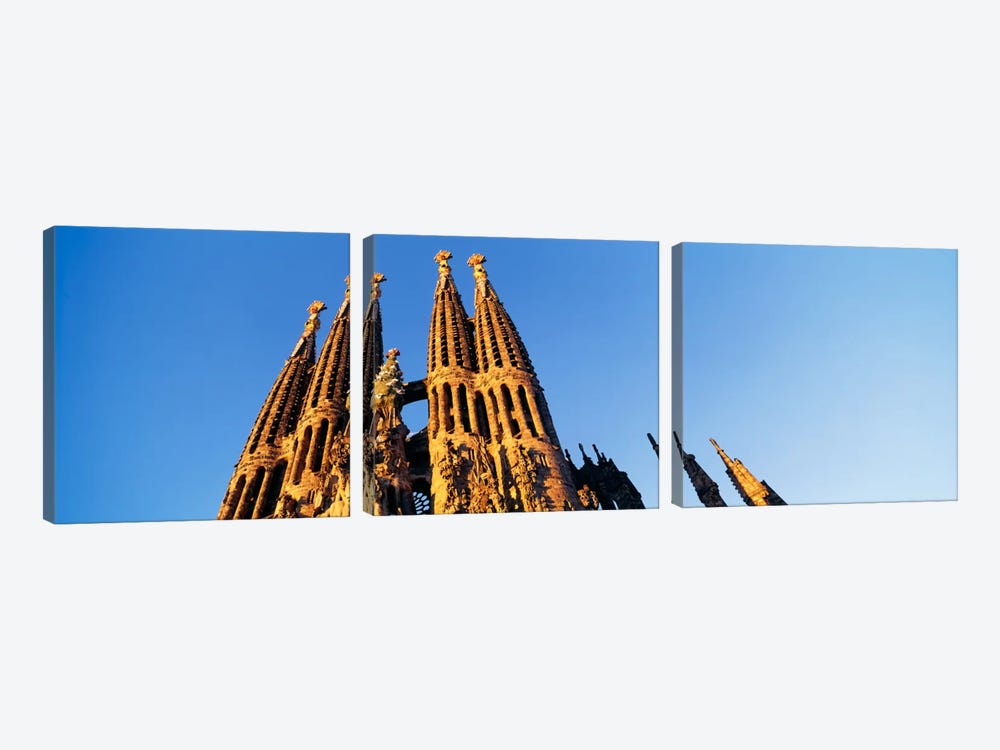 Low angle view of a churchSagrada Familia, Barcelona, Spain by Panoramic Images 3-piece Canvas Print