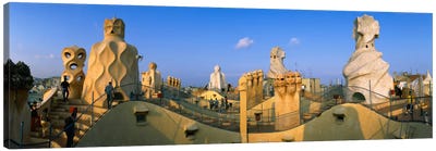 Rooftop Espanata Bruixes (Witch Scarers), Casa Mila, Barcelona, Catalonia, Spain Canvas Art Print - Stairs & Staircases