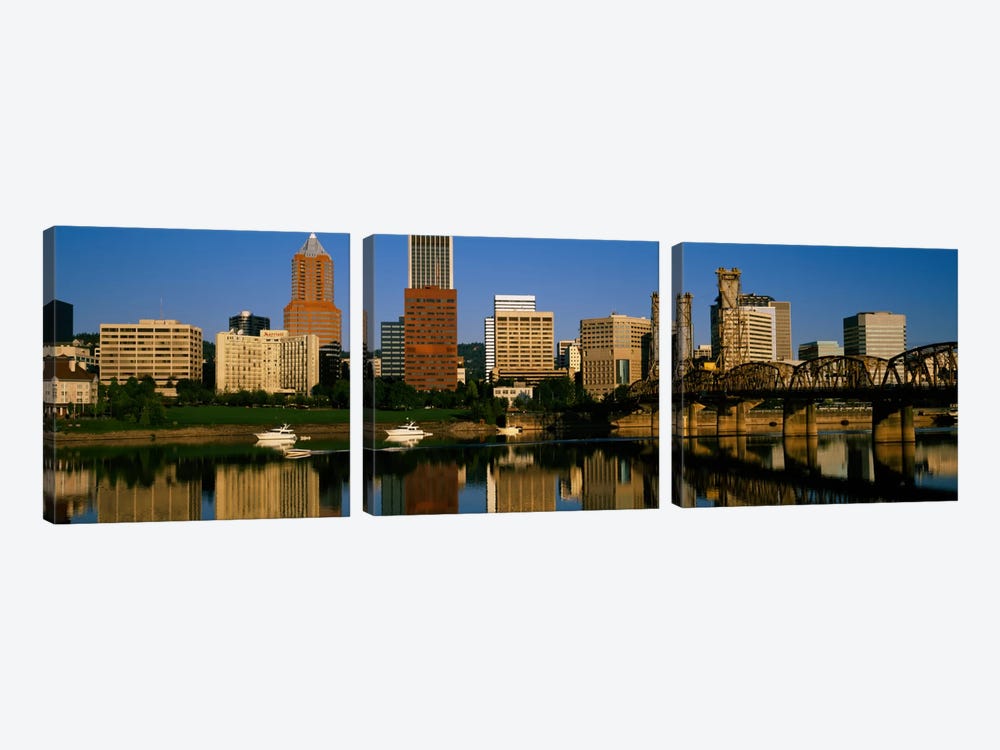 Buildings at the waterfront, Portland, Oregon, USA by Panoramic Images 3-piece Canvas Print