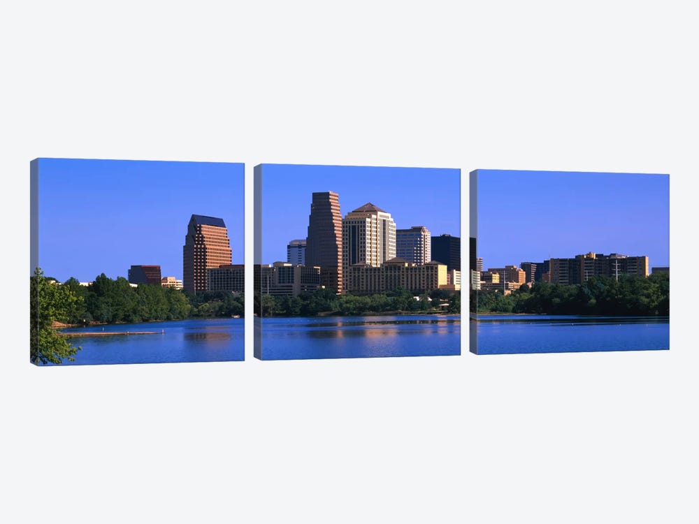 Skyscrapers at the waterfront, Austin, Texas, USA by Panoramic Images 3-piece Canvas Wall Art