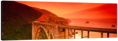 Majestic Coastal Landscape Featuring Bixby Creek Bridge, Big Sur, Monterey County, California, USA Canvas Art Print - Monterey