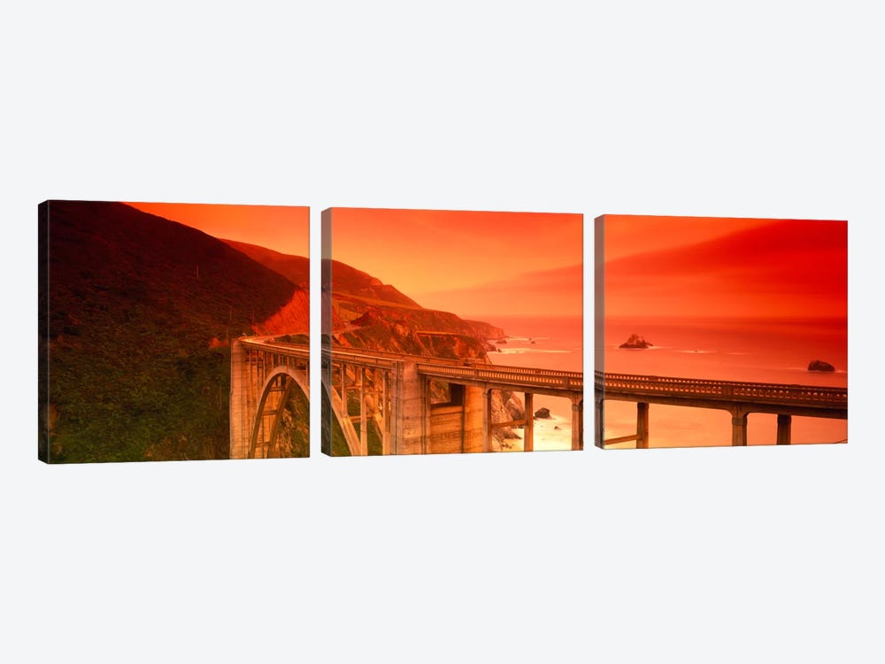 Majestic Coastal Landscape Featuring Bixby Creek Bridge, Big Sur, Monterey County, California, USA by Panoramic Images 3-piece Art Print