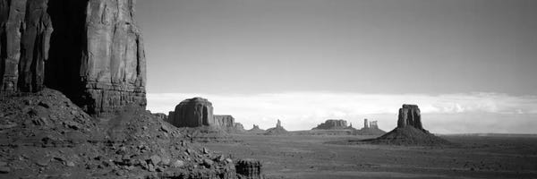 Arizona: Monument Valley In B&W, Navajo Nation, Arizona, USA by Panoramic Images