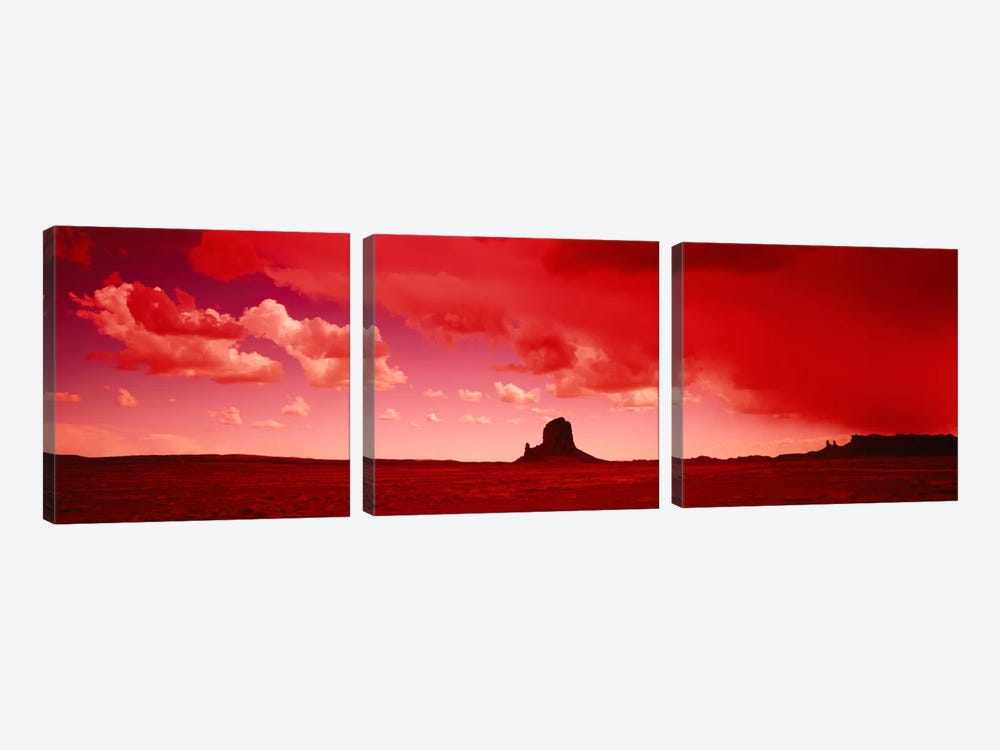 Stormy Desert Landscape With Red Filter, Utah, USA by Panoramic Images 3-piece Canvas Art