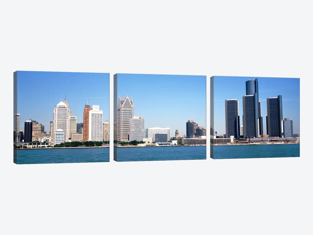Skyline Detroit MI USA by Panoramic Images 3-piece Canvas Print
