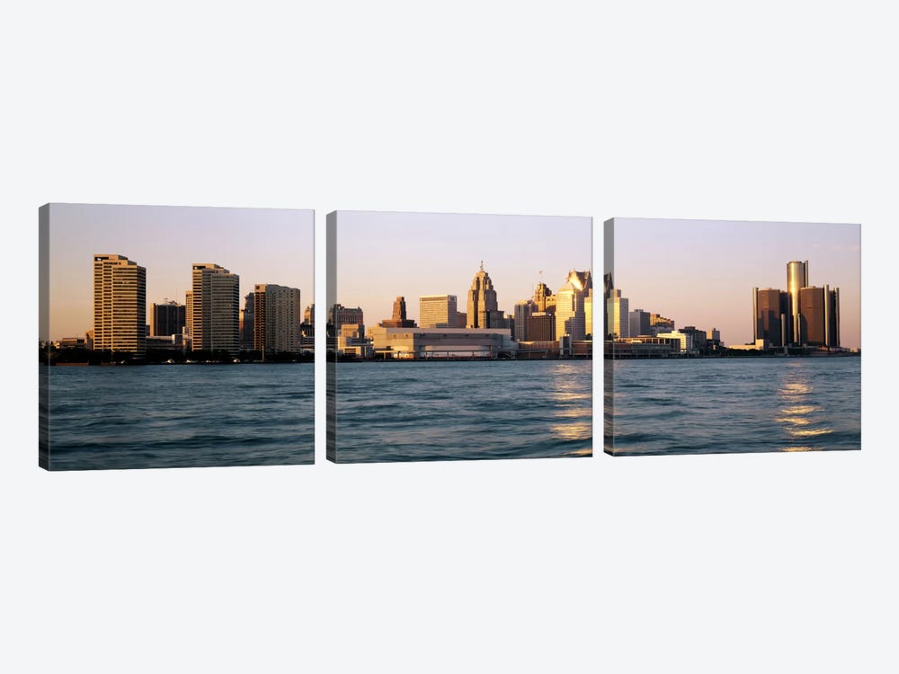 Skyline Detroit MI USA by Panoramic Images 3-piece Canvas Wall Art