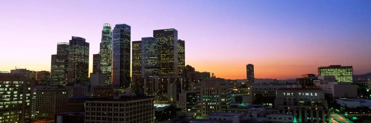 Silhouette of skyscrapers at duskCity of Los Angeles, California, USA