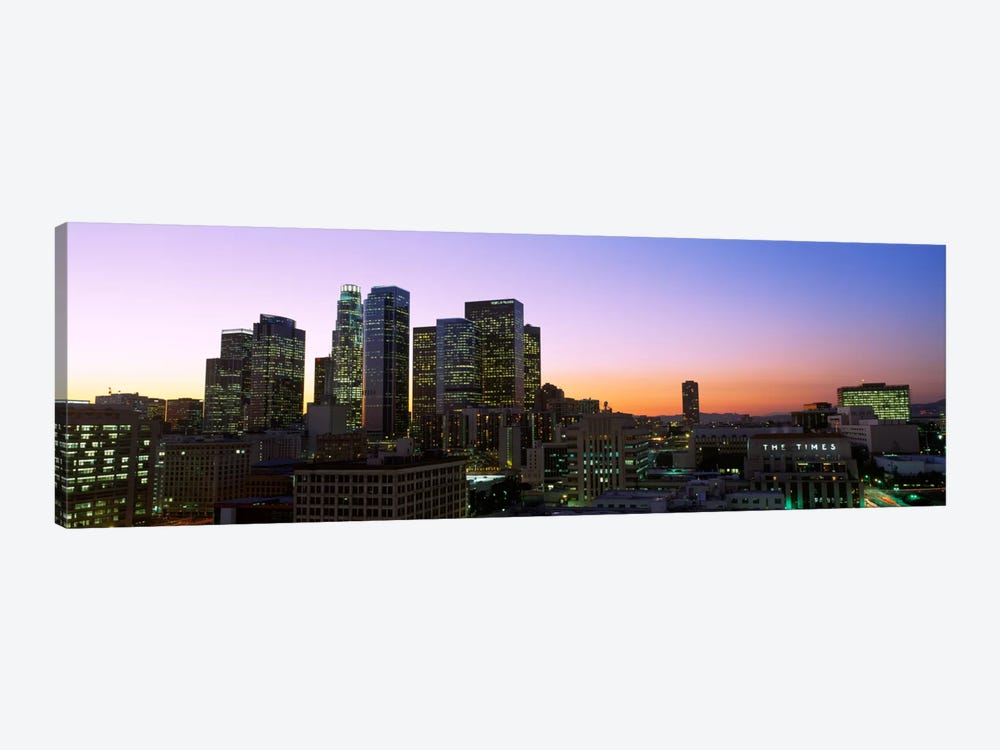 Silhouette of skyscrapers at duskCity of Los Angeles, California, USA by Panoramic Images 1-piece Canvas Art