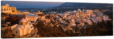 High angle view of buildings in a townFira, Santorini, Cyclades Islands, Greece Canvas Art Print - Country Scenic Photography