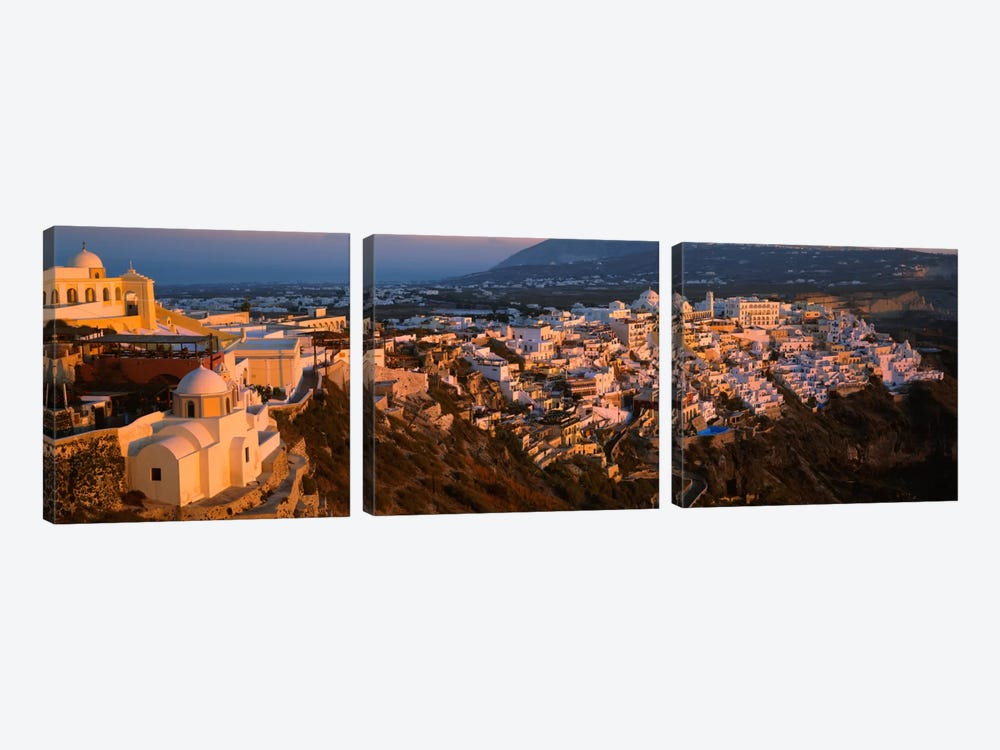 High angle view of buildings in a townFira, Santorini, Cyclades Islands, Greece by Panoramic Images 3-piece Canvas Artwork