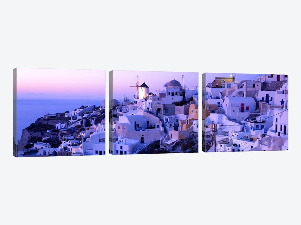 Evening Twilight, Oia, Santorini, Cyclades, Greece by Panoramic Images 3-piece Canvas Artwork